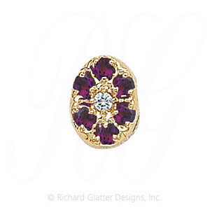 GS032 D/AMY - 14 Karat Gold Slide with Diamond center and Amethyst accents 